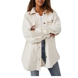Free People Women's Cream Button-Up Jacket